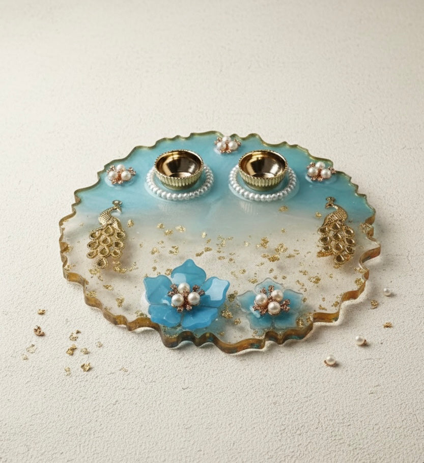 Miora Handcrafted Resin Pooja & Rakhi Plates 6”
