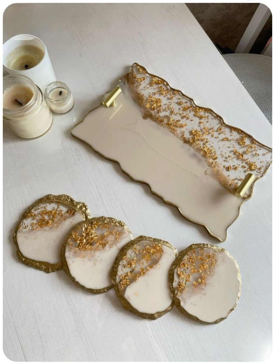 Serving Tray and Coasters Set